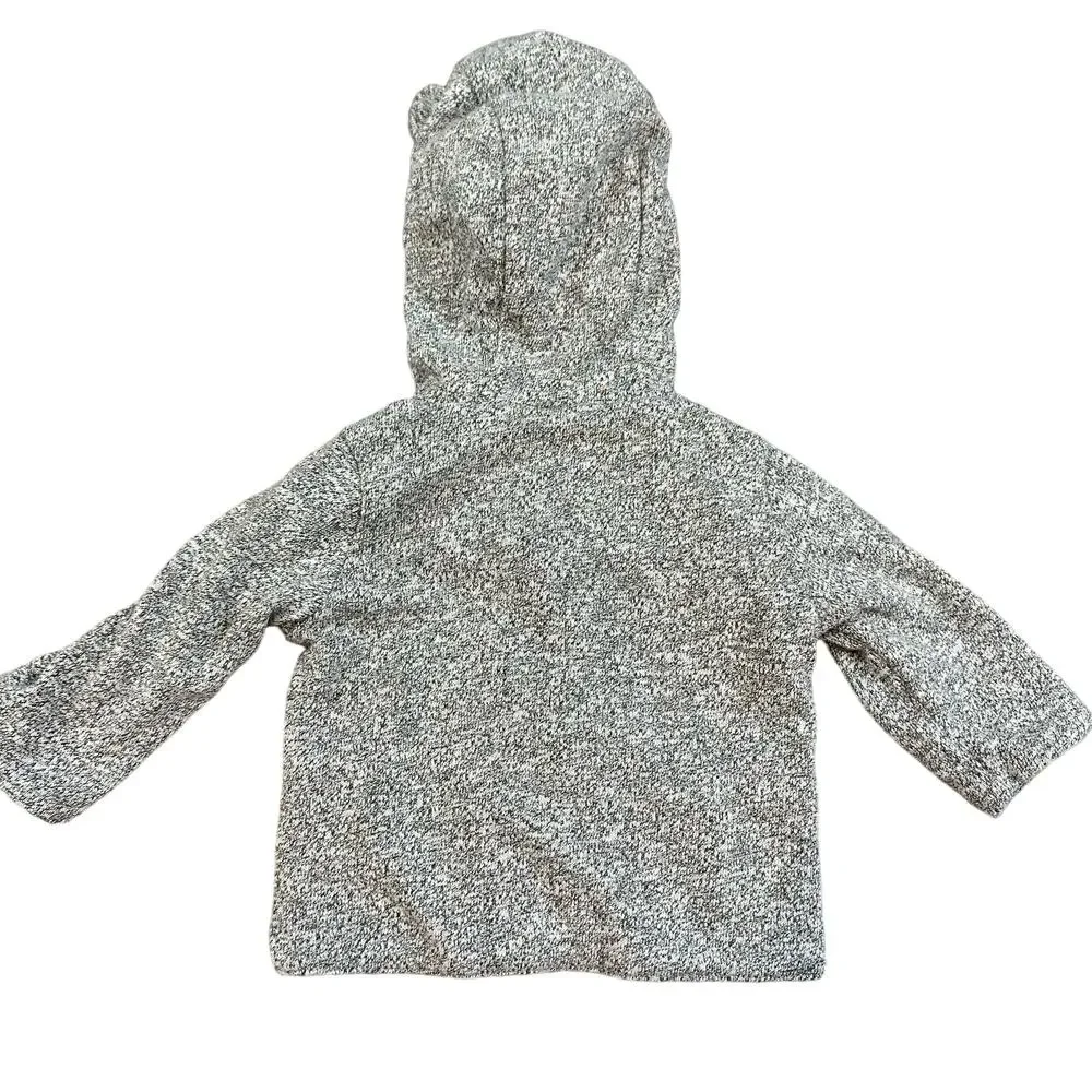 Baby Gap Teddy Bear Ears Knit Hoodie Reversible Stripes Newborn 0-3 Months
